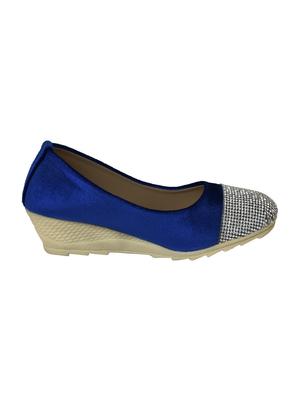 blue fabric heel wedges - 15153625 - Standard Image - 2