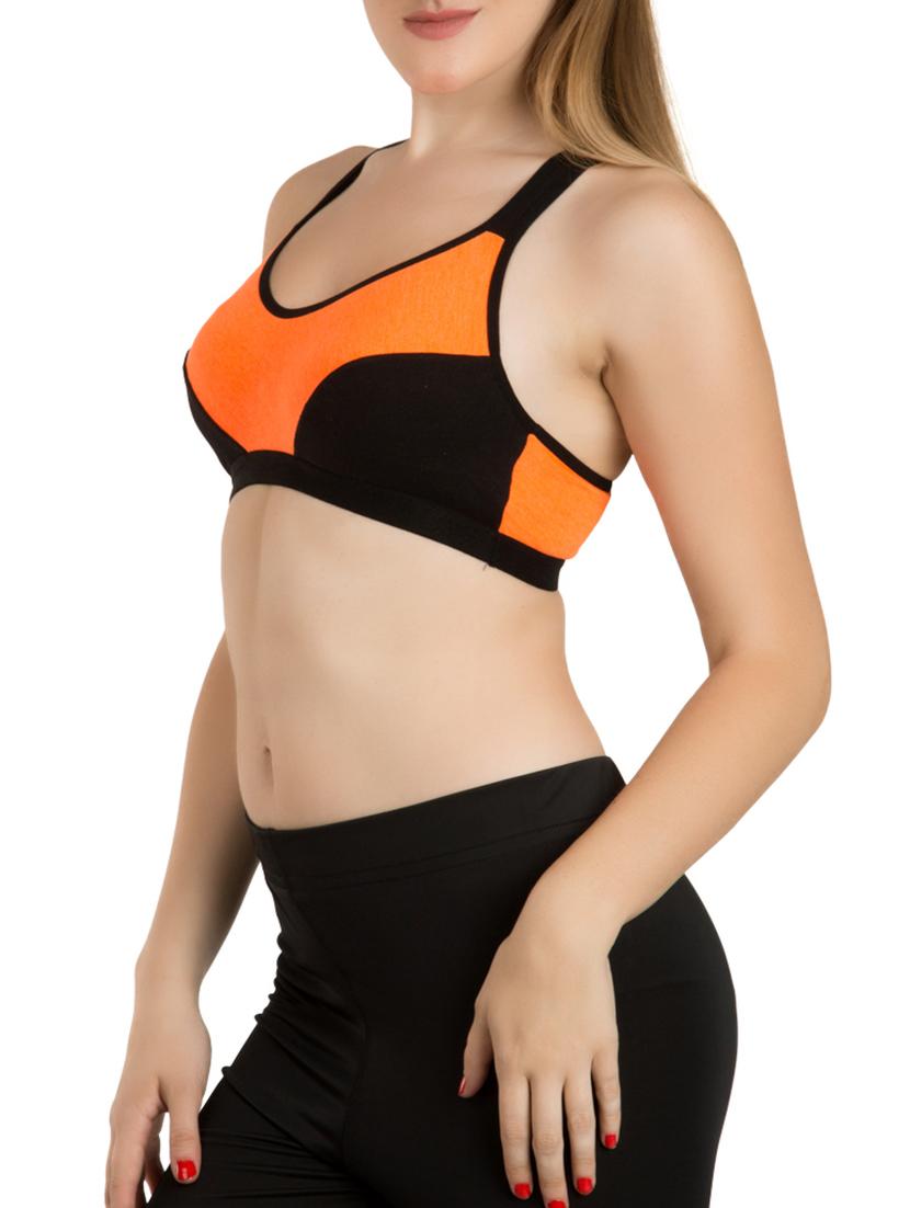 orange cotton sports bra - 15153691 - Zoom Image - 2