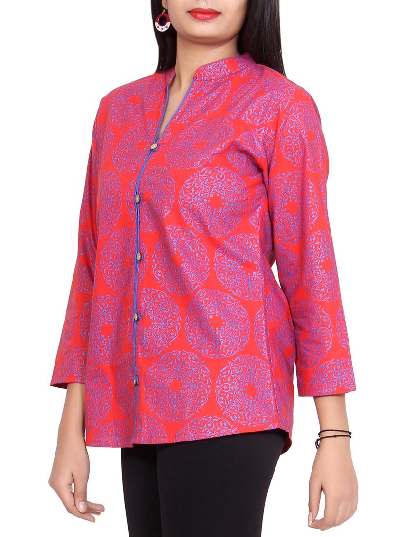 pink cotton straight kurti - 15154065 - Zoom Image - 2