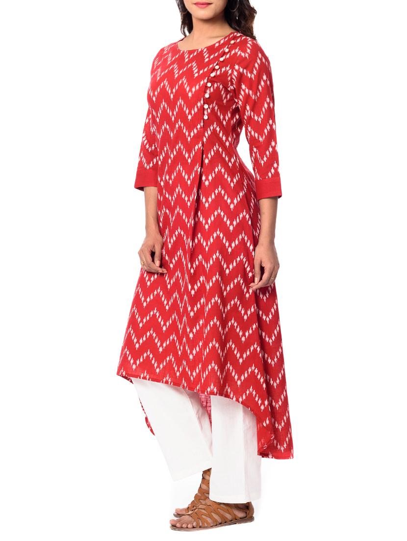 high low chevron kurta - 15155430 - Zoom Image - 2