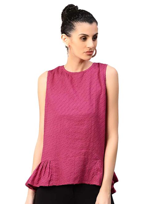 gathered hem key hole back top - 15155462 - Standard Image - 1
