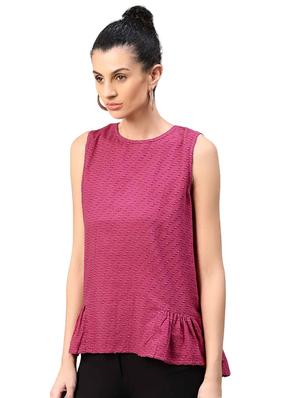 gathered hem key hole back top - 15155462 - Standard Image - 2