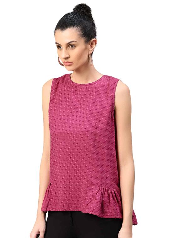 gathered hem key hole back top - 15155462 - Zoom Image - 2