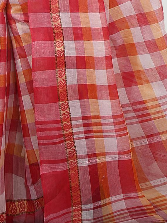 red cotton tant saree - 15158467 - Zoom Image - 2