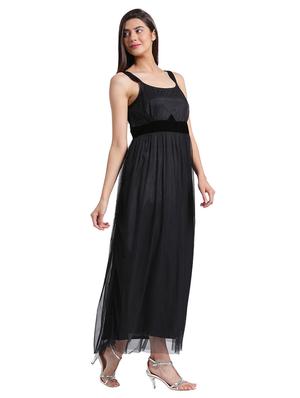 black solid gown dress - 15159182 - Standard Image - 2