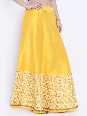 yellow dupion silk flared skirt - 15159649 - Standard Image - 2