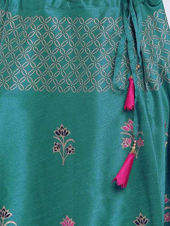 green dupion silk flared skirt - 15159651 - Zoom Image - 5