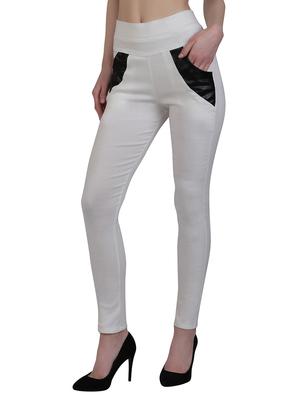 white cotton jeggings - 15162458 - Standard Image - 2