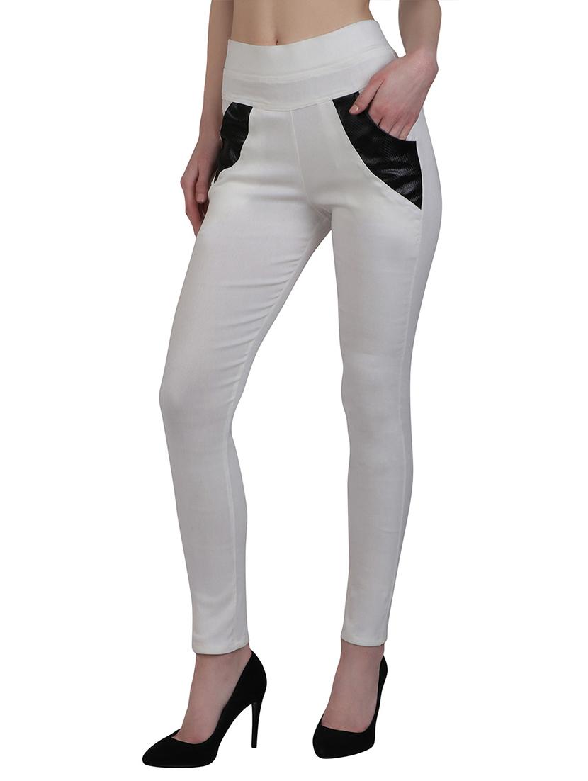 white cotton jeggings - 15162458 - Zoom Image - 2