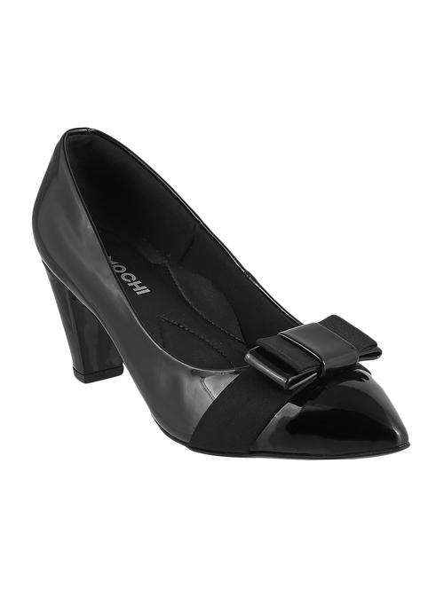 black faux leather slip on pumps - 15162481 - Standard Image - 1