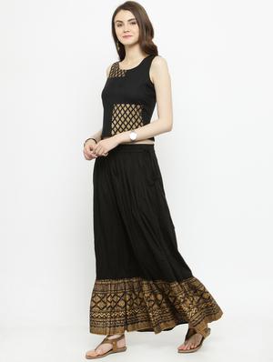 Foil printed skirt top set - 15162925 - Standard Image - 2