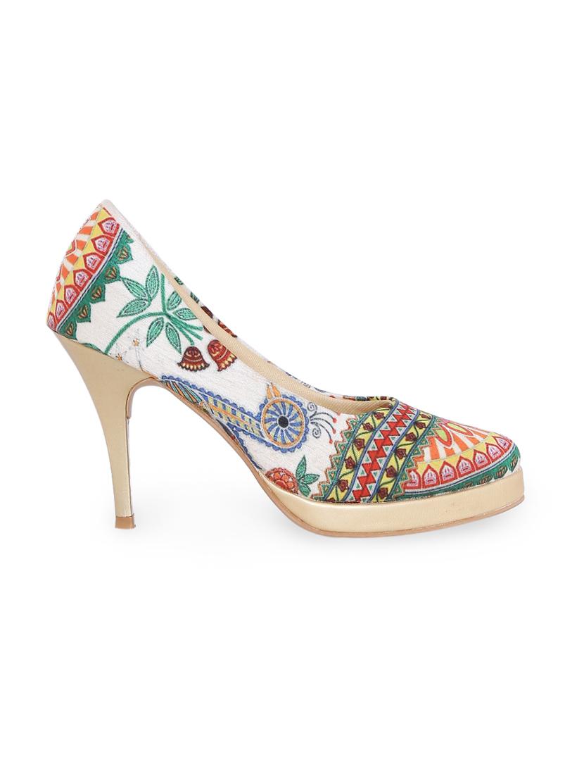 white fabric slip on pumps - 15163650 - Zoom Image - 2