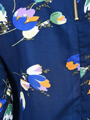 pleated neck floral blouson top - 15165103 - Standard Image - 5