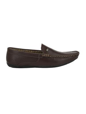 brown leatherette slip on loafer - 15166559 - Standard Image - 2