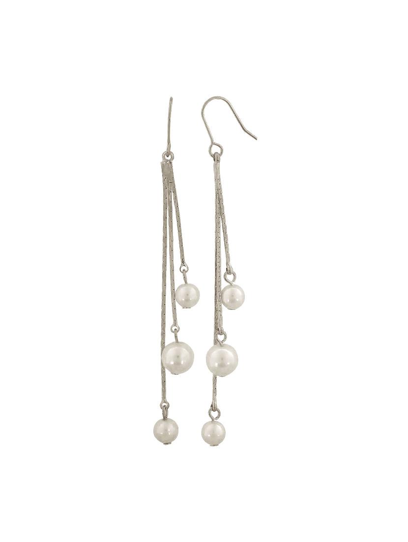 Silver Tone Drop Earrings - 15166835 - Zoom Image - 2