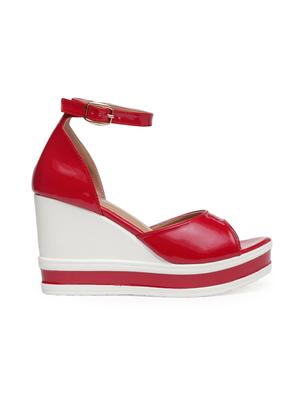 maroon ankle strap wedge - 15168169 - Standard Image - 2