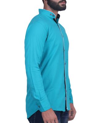blue cotton casual shirt - 15168589 - Standard Image - 2