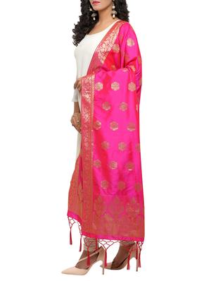 pink poly silk banarasi dupatta - 15168885 - Standard Image - 2