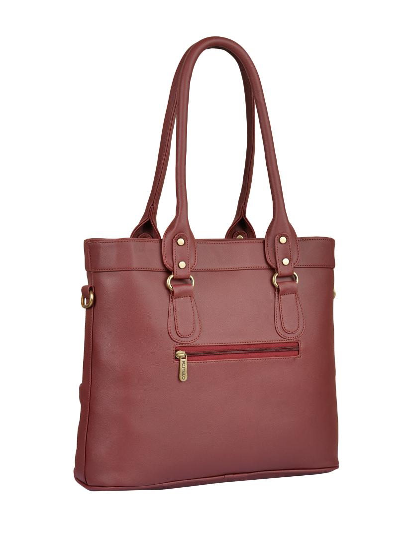 maroon leatherette (pu) regular handbag - 15169578 - Zoom Image - 2