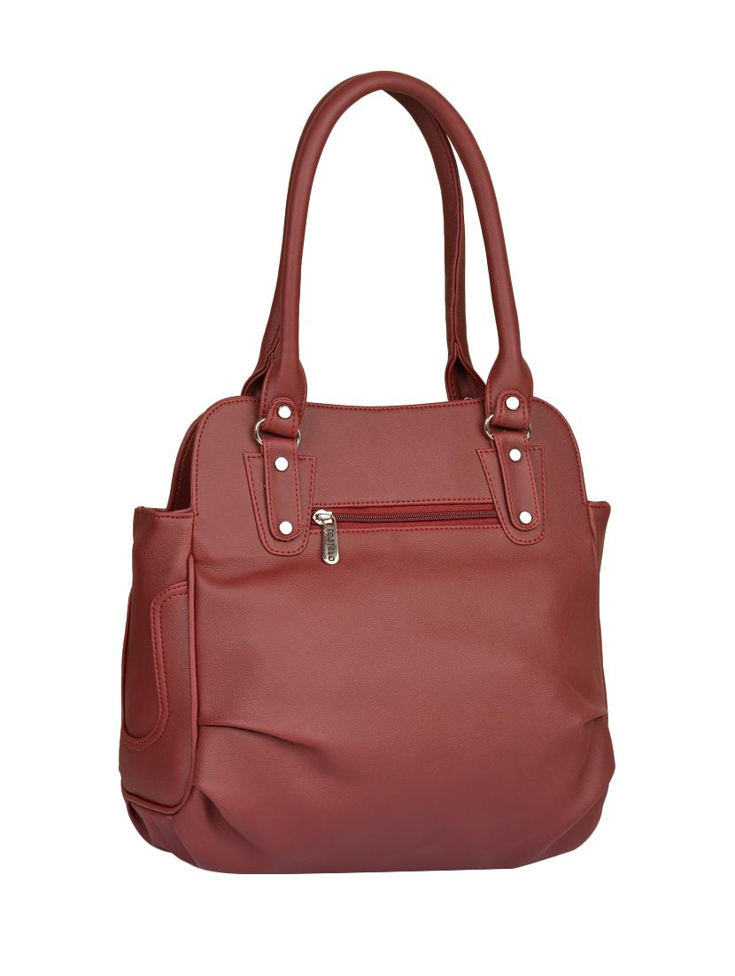 maroon leatherette (pu) regular handbag - 15169590 - Zoom Image - 2