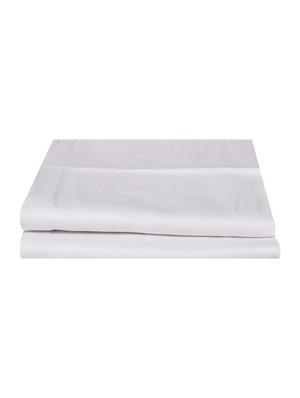 300 TC 100% Cotton Damask Self Checkered Design, White Color, Pair Of Regular Size Pillow Covers - 15170378 - Standard Image - 2