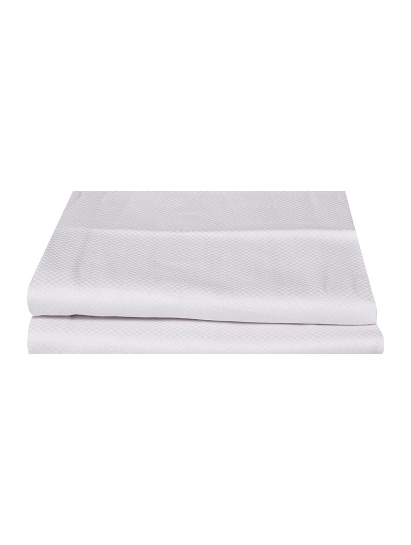 300 TC 100% Cotton Damask Self Checkered Design, White Color, Pair Of Regular Size Pillow Covers - 15170378 - Zoom Image - 2