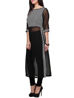 black georgette straight kurta - 15171128 - Standard Image - 2