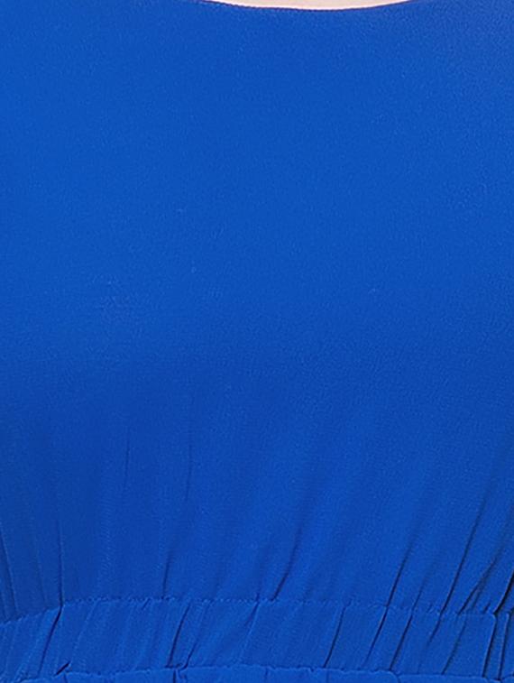 solid blue georgette blouson dress - 15171162 - Zoom Image - 5
