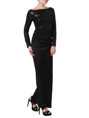 black solid sequence gown dress - 15175550 - Standard Image - 2