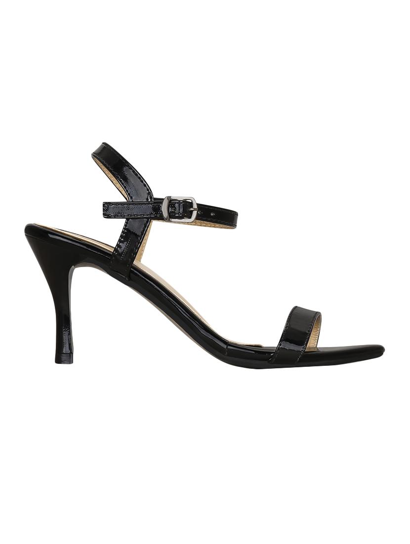 black faux leather ankle strap sandals - 15176489 - Zoom Image - 2