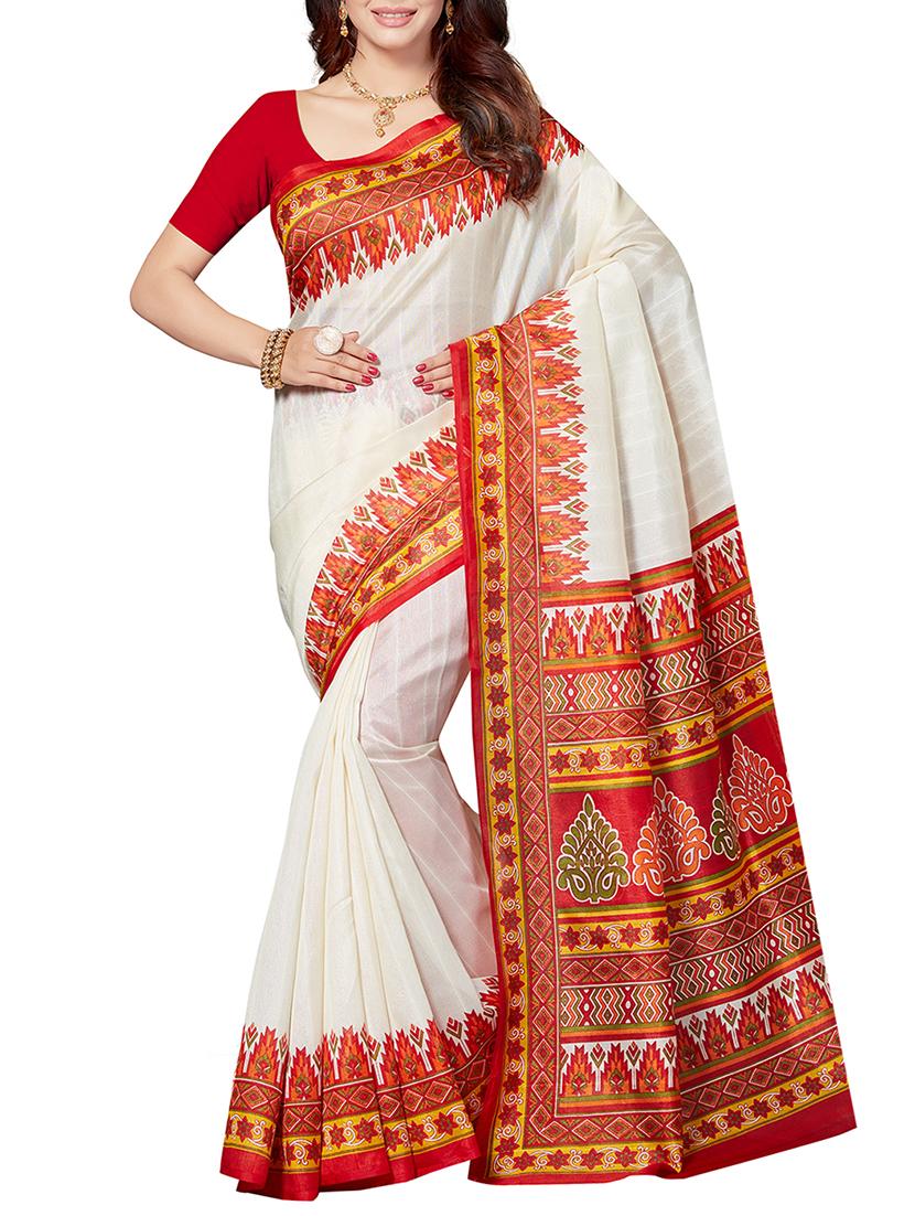 set of 2 multicolor silk blend printed saree combo with blouse - 15176545 - Zoom Image - 5