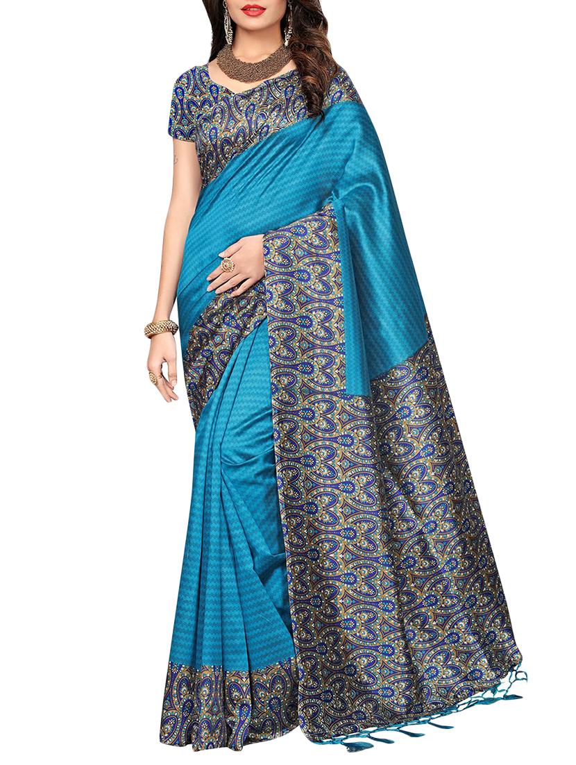 set of 2 multicolor silk blend printed saree combo with blouse - 15176596 - Zoom Image - 2