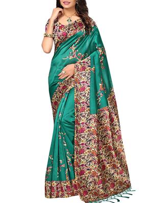 set of 2 multicolor silk blend printed saree combo with blouse - 15176610 - Standard Image - 2