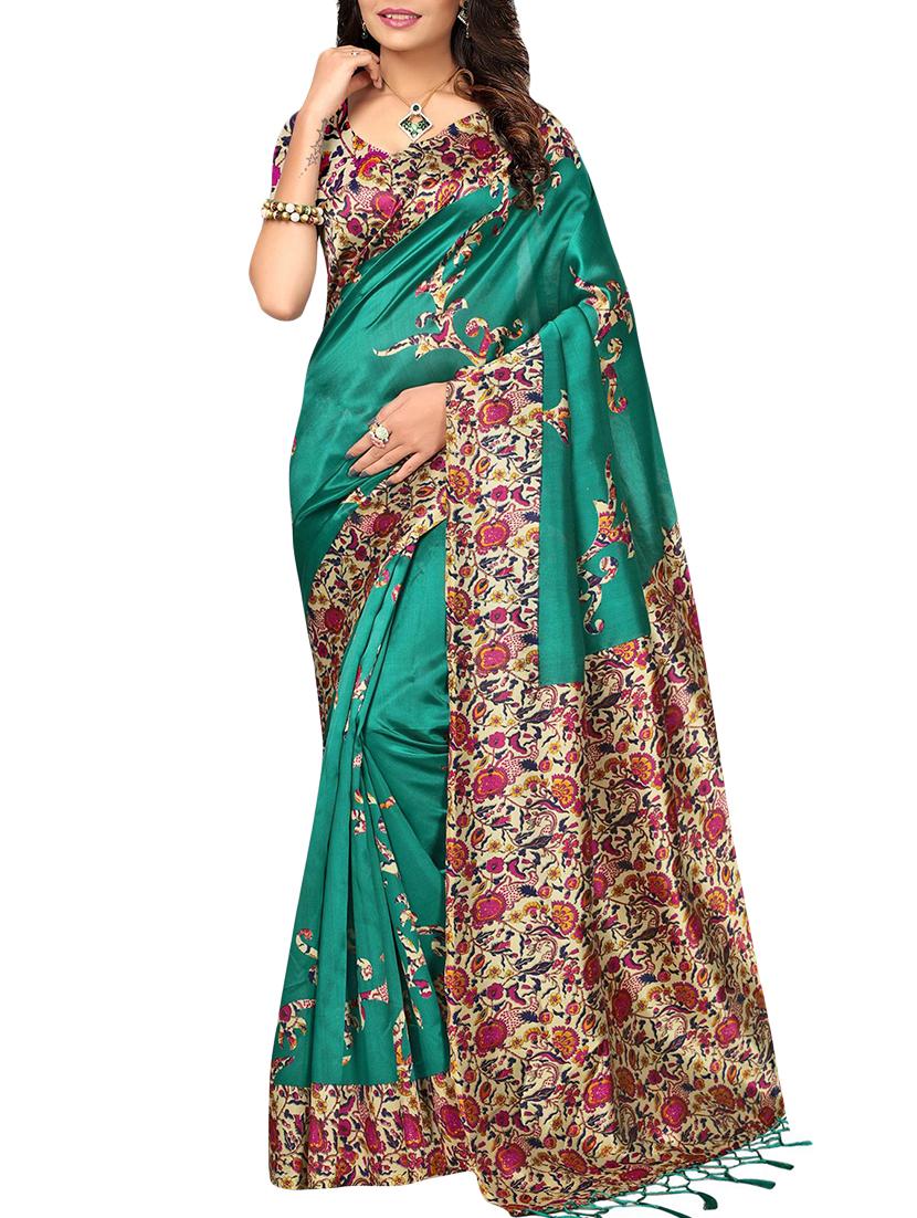 set of 2 multicolor silk blend printed saree combo with blouse - 15176610 - Zoom Image - 2