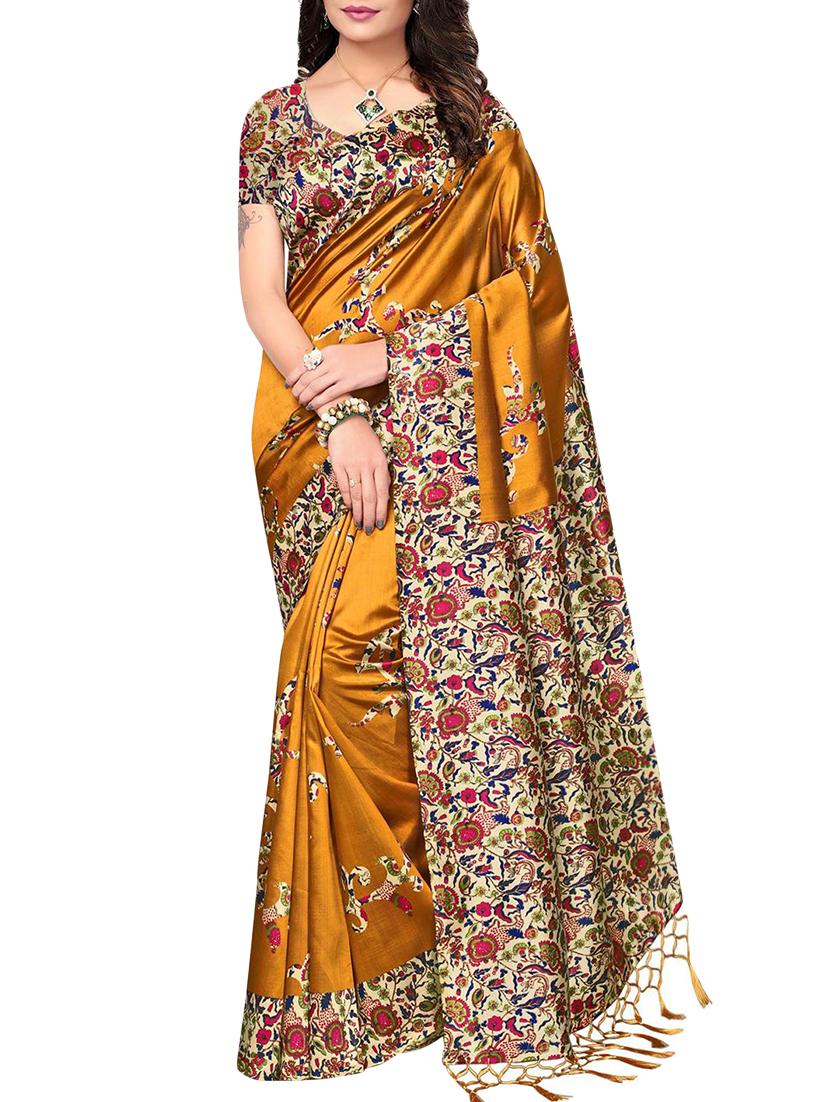 set of 2 multicolor silk blend printed saree combo with blouse - 15176610 - Zoom Image - 5