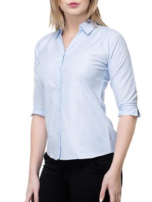 light blue solid cotton shirt - 15177096 - Standard Image - 2