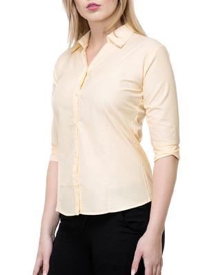 solid beige cotton shirt - 15177109 - Standard Image - 2