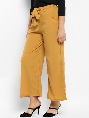 yellow solid straight palazzo - 15177119 - Standard Image - 2