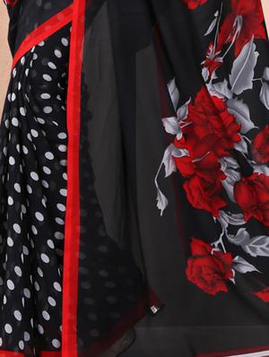 black georgette half & half saree with blouse - 15177152 - Standard Image - 2