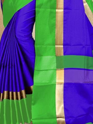 blue raw silk bordered saree with blouse - 15177167 - Standard Image - 2