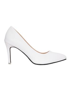 white faux leather slip on pumps - 15177301 - Standard Image - 2