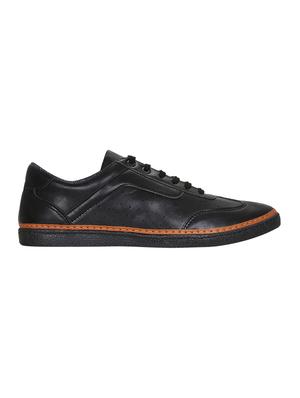 black leatherette lace up sneaker - 15177336 - Standard Image - 2