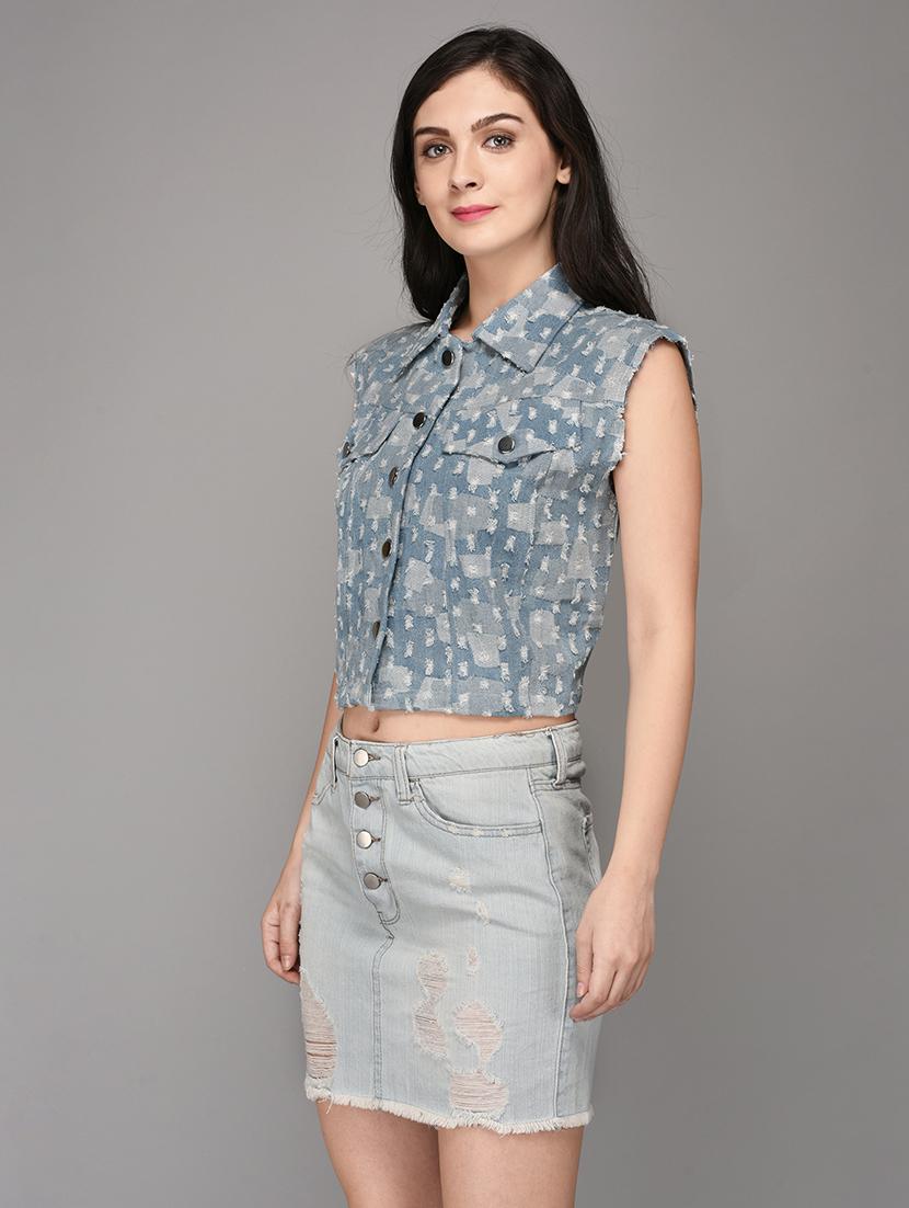 blue sleeveless denim shirt - 15178749 - Zoom Image - 2