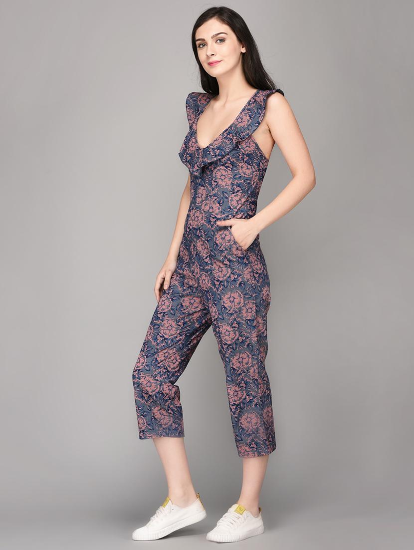 grey printed 3/4 jumpsuit - 15178755 - Zoom Image - 2