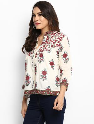 beige cotton printed shirt - 15179153 - Standard Image - 2