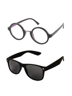 Aventus Stylish Sunglasses Combo-Black Wayfarer Sunglasses & Clear Round Sunglasses for Men Women - 15179528 - Standard Image - 2