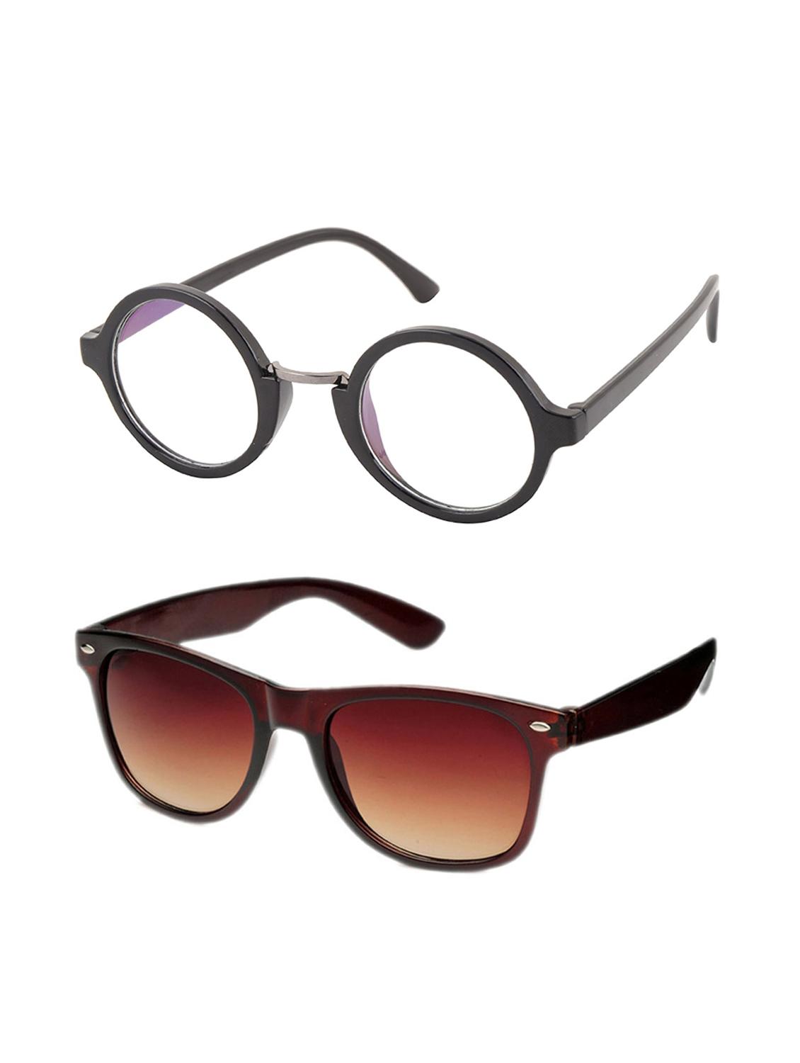 Aventus Stylish Sunglasses Combo-Brown Wayfarer Sunglasses & Clear Round Sunglasses for Men Women - 15179532 - Zoom Image - 2
