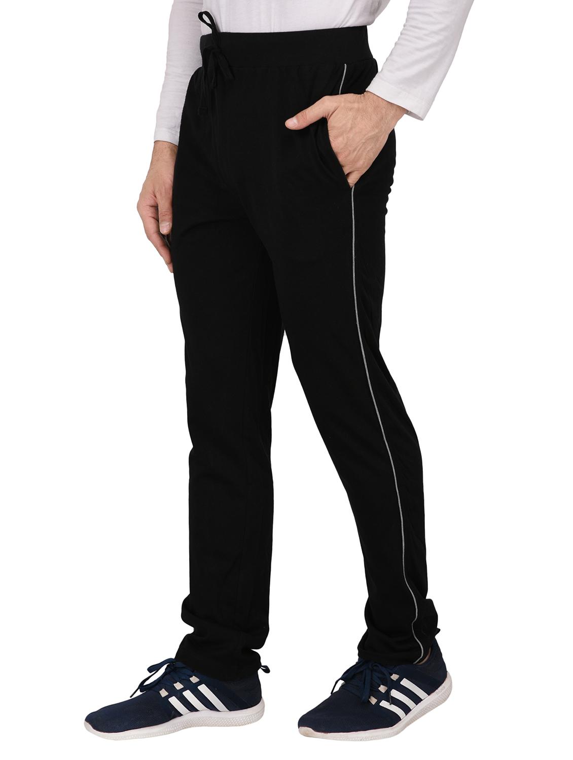 black cotton full length track pant - 15180216 - Zoom Image - 2