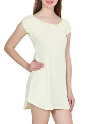 yellow solid crepe a-line dress - 15180497 - Standard Image - 2