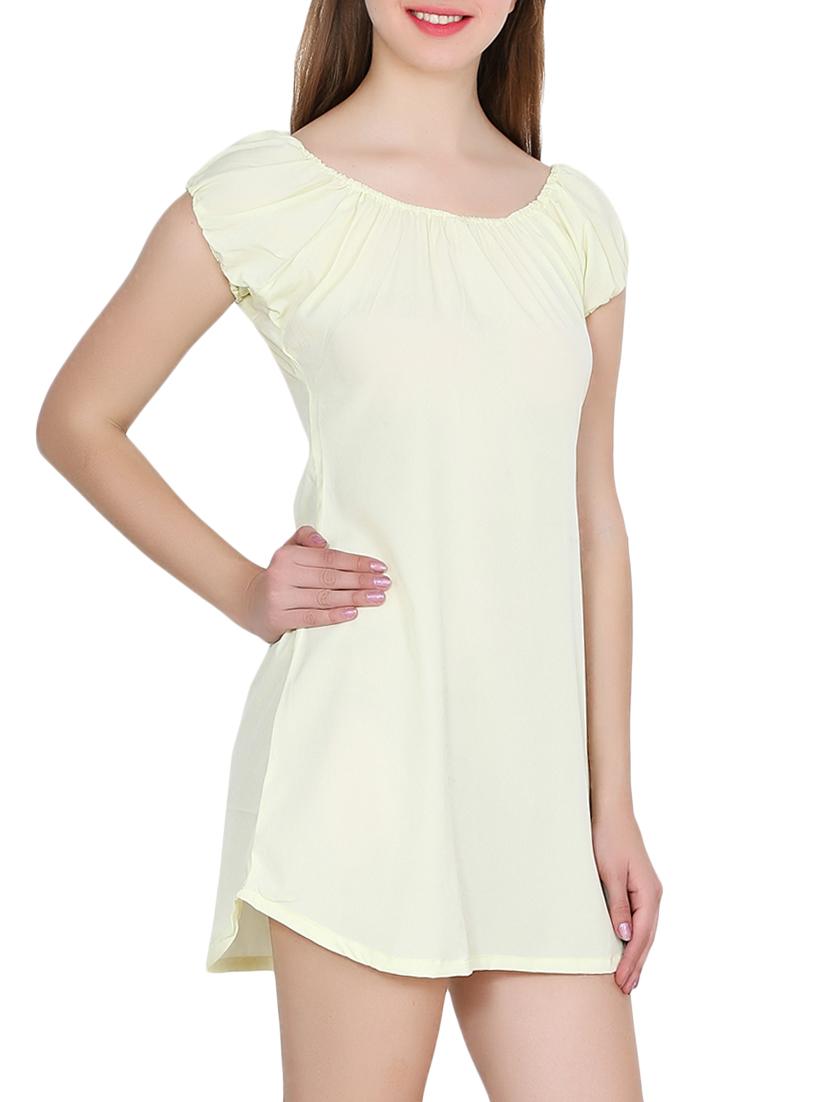 yellow solid crepe a-line dress - 15180497 - Zoom Image - 2